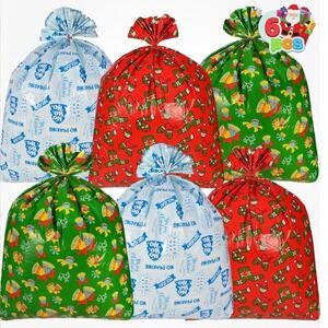 JOYIN 6 Pcs Giant Christmas Gift Bags Jumbo 43x36 Heavy Duty Assorted Holiday